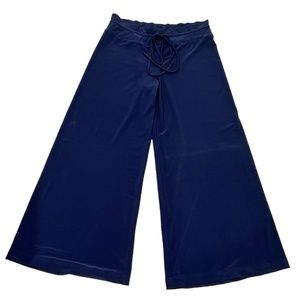 NORMA KAMALI FOR EVERLAST NAVY WIDE LEG GAUCHO DRAWSTRING HIGH WAIST PANTS